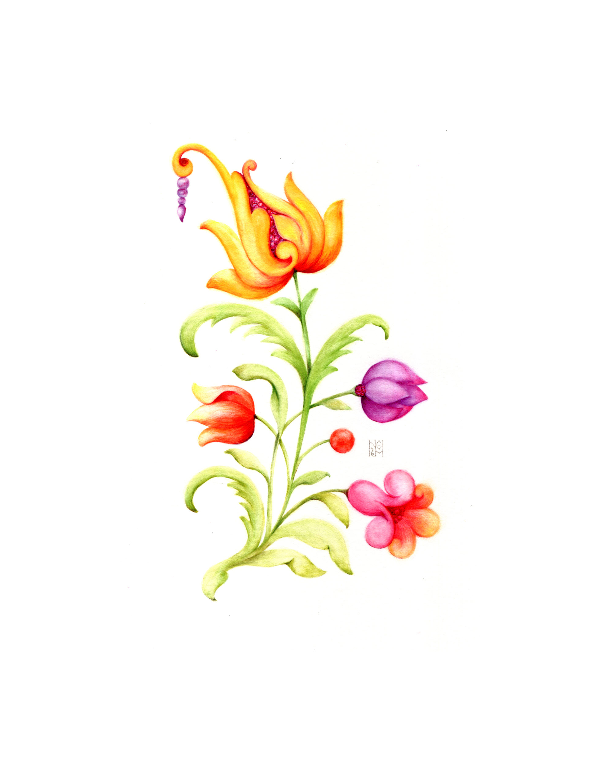Миниатюрный акварельный цветок