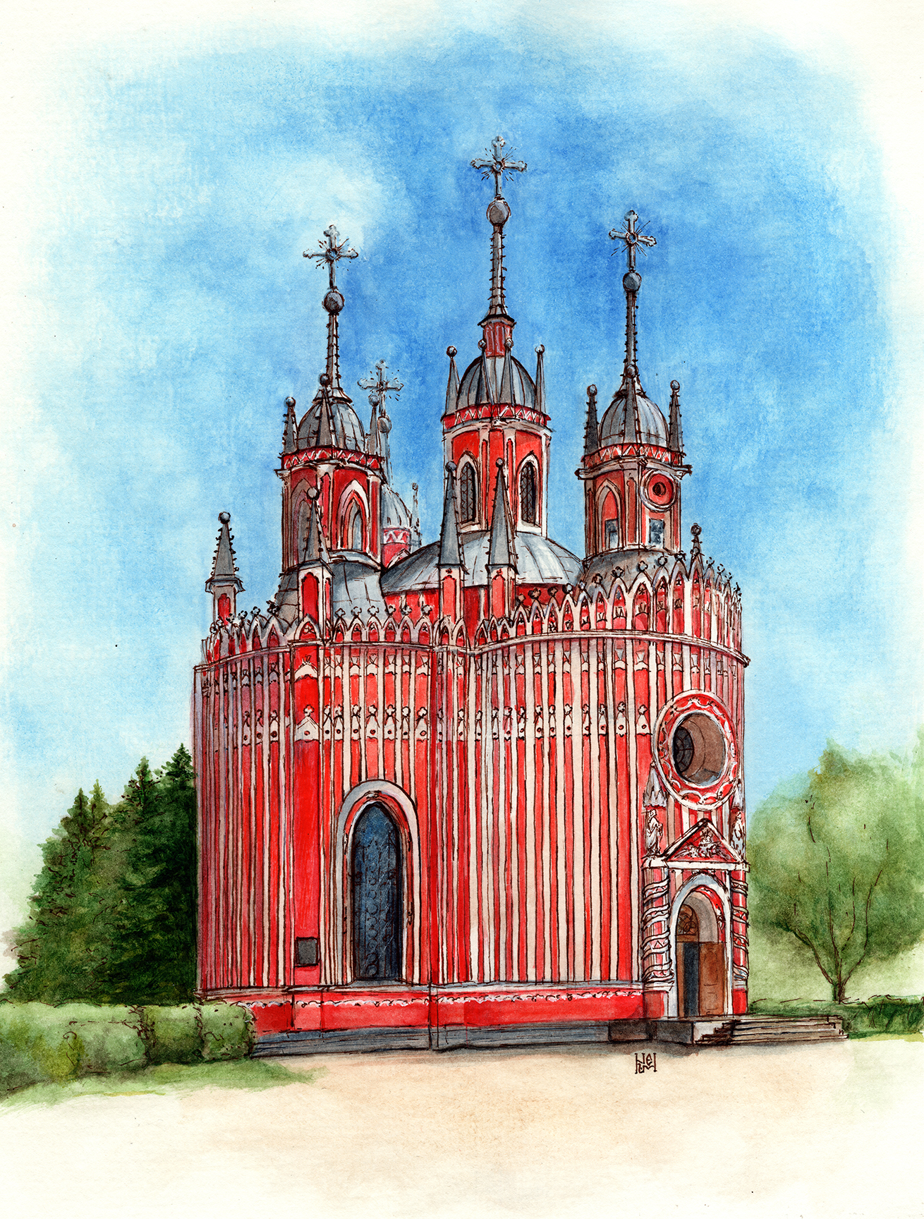 Иллюстрация Чесменская церковь в Санкт-Петербурге